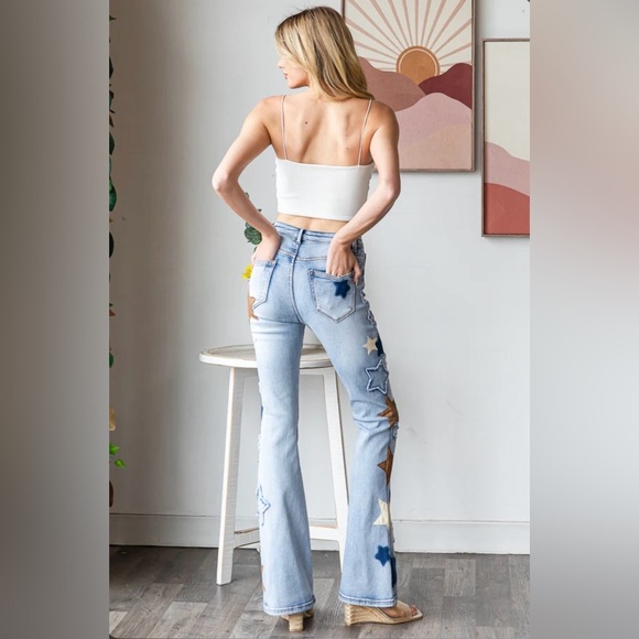 Oli & Hali -WASHED STAR PACTHWORK DENIM JEANS - Picture 6 of 7